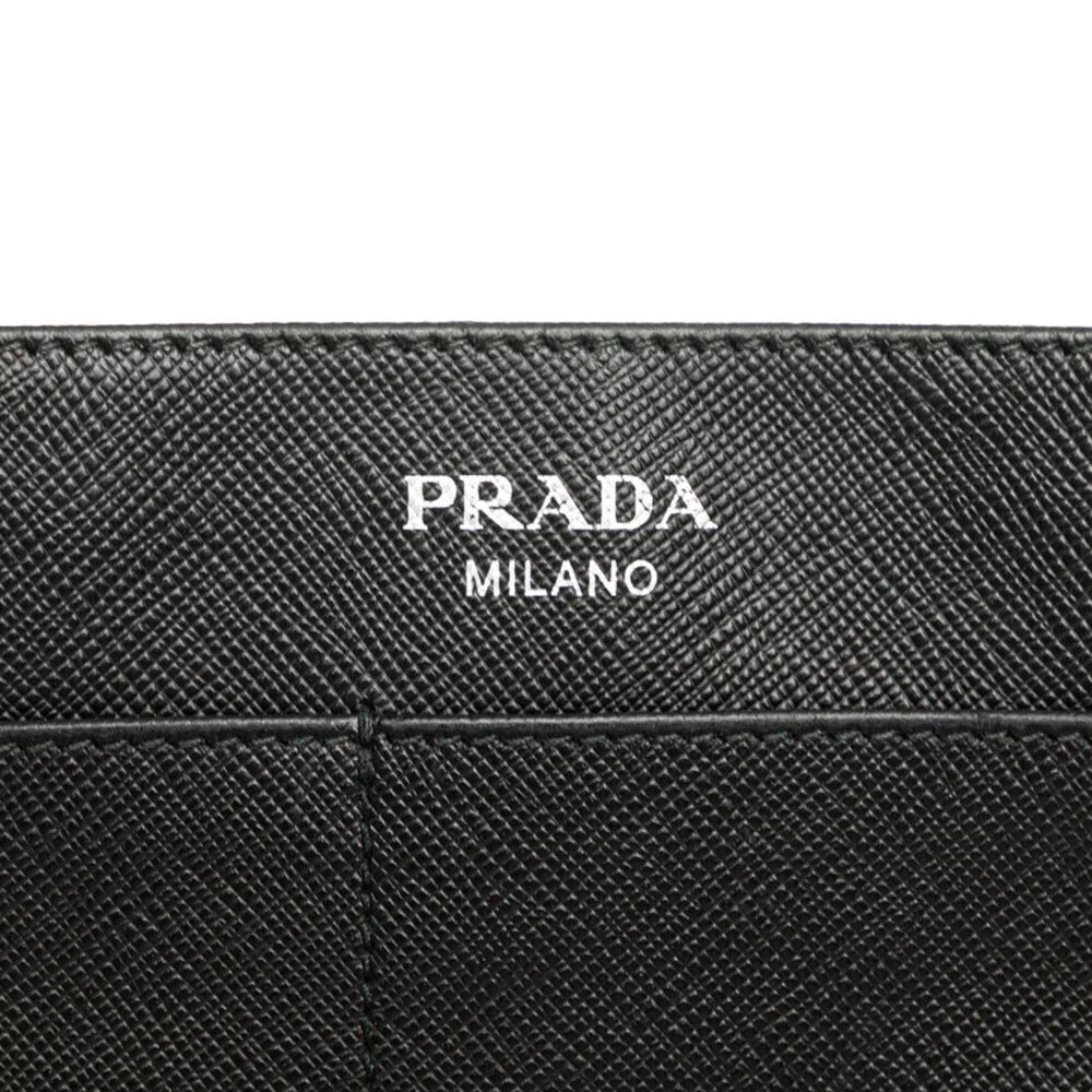 PRADA Black Leather Saffiano Shoulder Bag